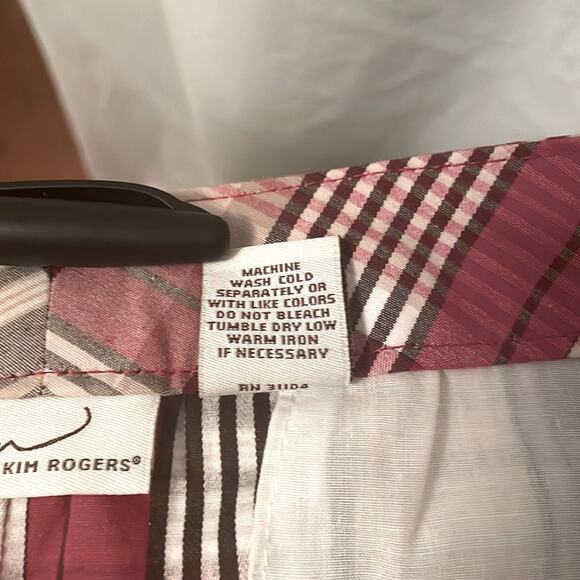 Women’s shorts by Kim Rogers size 16, NWT Red White, Taupe, Brown Plaid - Picture 8 of 11